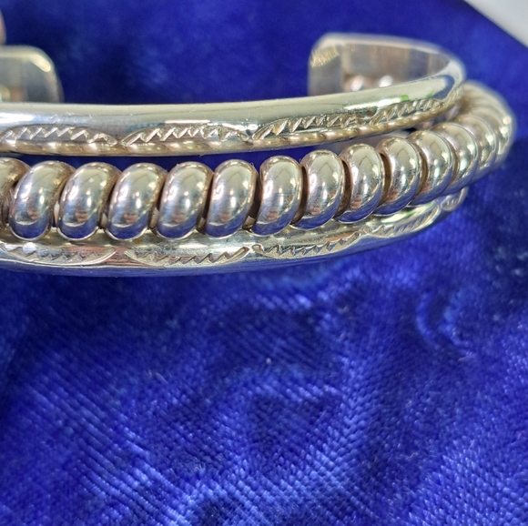 Sterling Silver Twisted Coil Cuff Bracelet Stamped Sterling - Picture 4 of 13